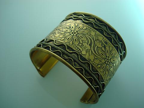 Egyptian brass bangle dipped in 18K yellow gold