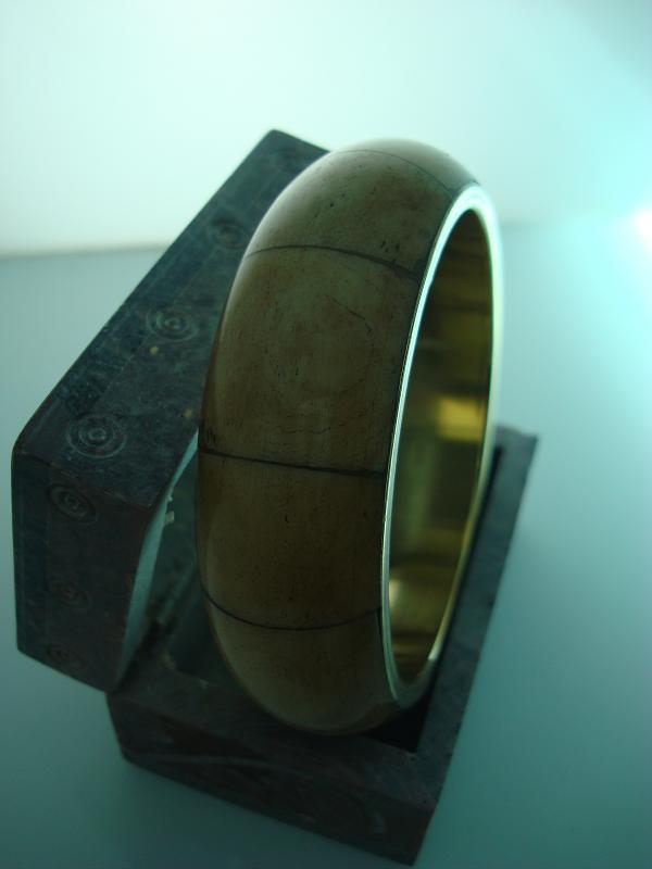 Brass bangle with oak wood