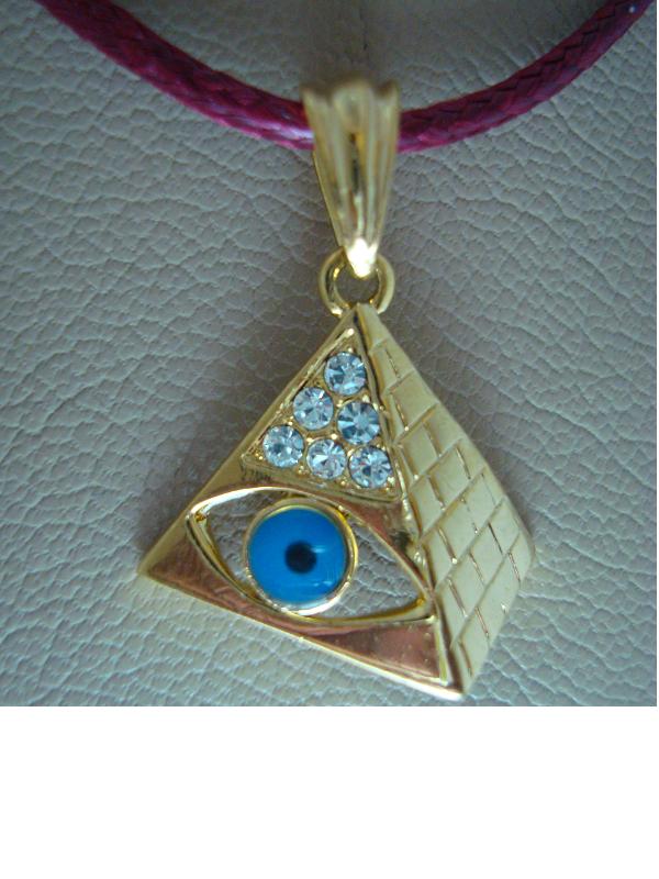 Brass pyramid pendant with zircon