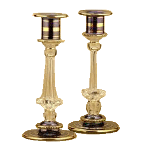 Set of 2 Egyptian blown glass candel holder