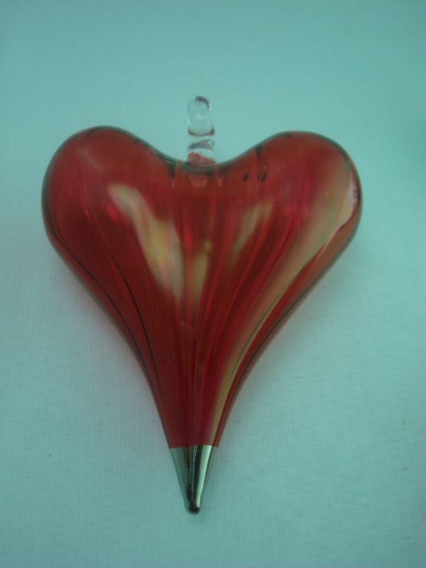 Egyptian blown glass Heart Christmas ornament