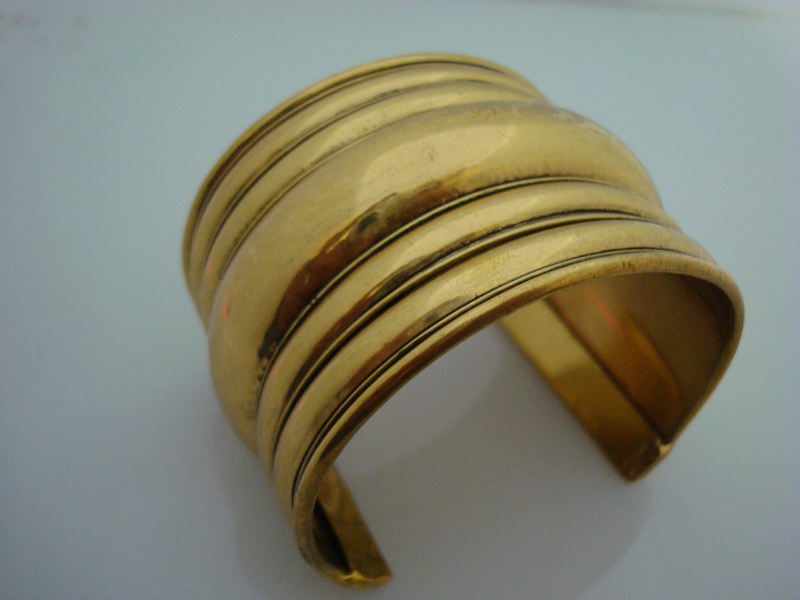 Egyptian brass bangle dipped in 18K yellow gold