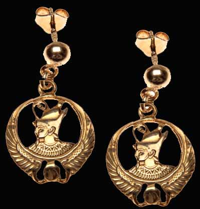 18K Gold King Tut Winged Earring (Gear003)