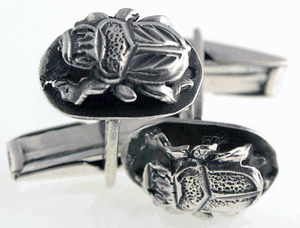 Egyptian sterling silver Cufflinks of the Scarabs