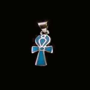 Silver Ankh pendant with turquoise (SP020)