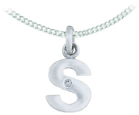 Silver letter with Zircon stone (sp014)