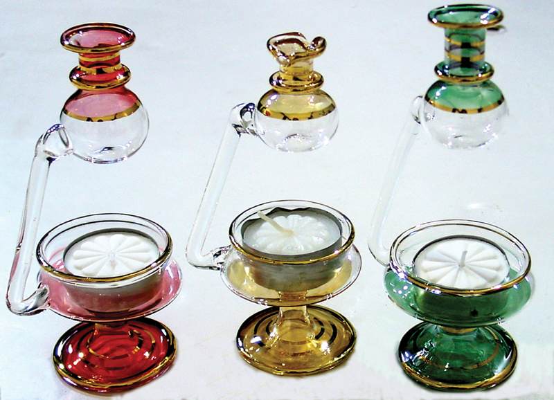 Blown glass oil burner set of 10