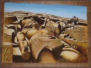 DARK LYING RAMSES II SEMI ORIGINAL PAPYRUS (pa020)