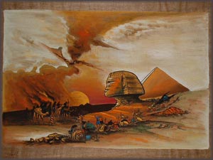 DARK SPHINX SEMI ORIGINAL PAPYRUS PAINTING (pa21)