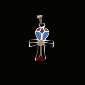 Silver Multi color Ankh pendant